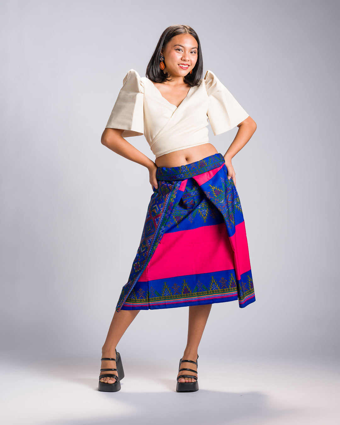 'Landap' Malong Mindanao Geometric Print (Fuchsia & Royal Blue)