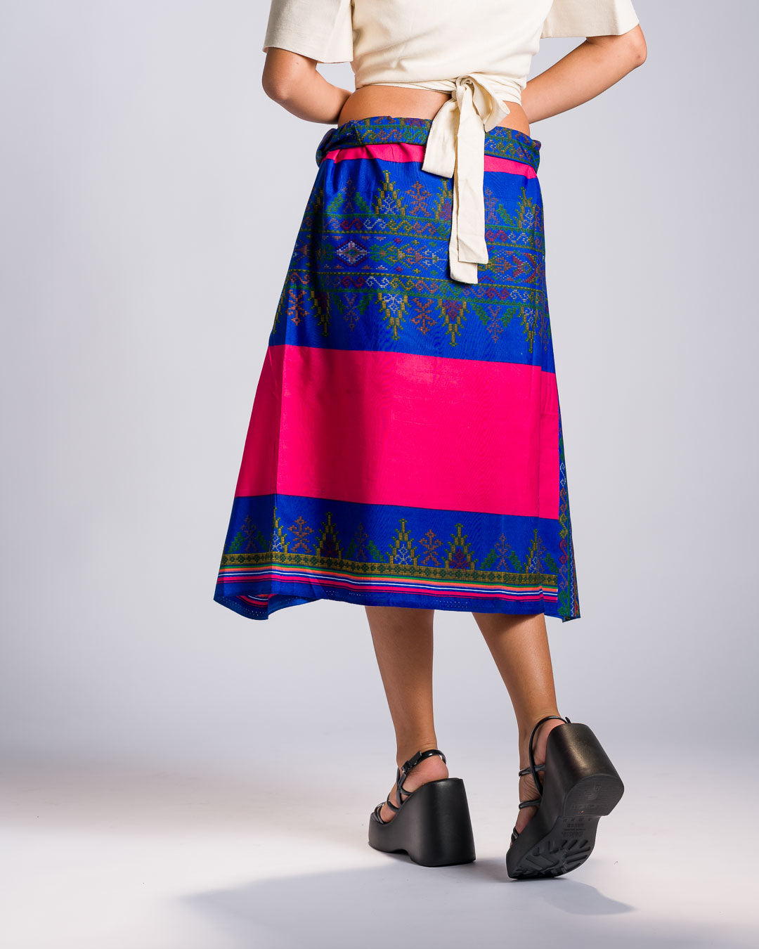 'Landap' Malong Mindanao Geometric Print (Fuchsia & Royal Blue)