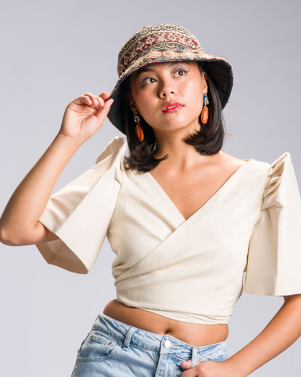 'Buhangin' Reversible Bucket Hat, Corduroy Philippine Textile