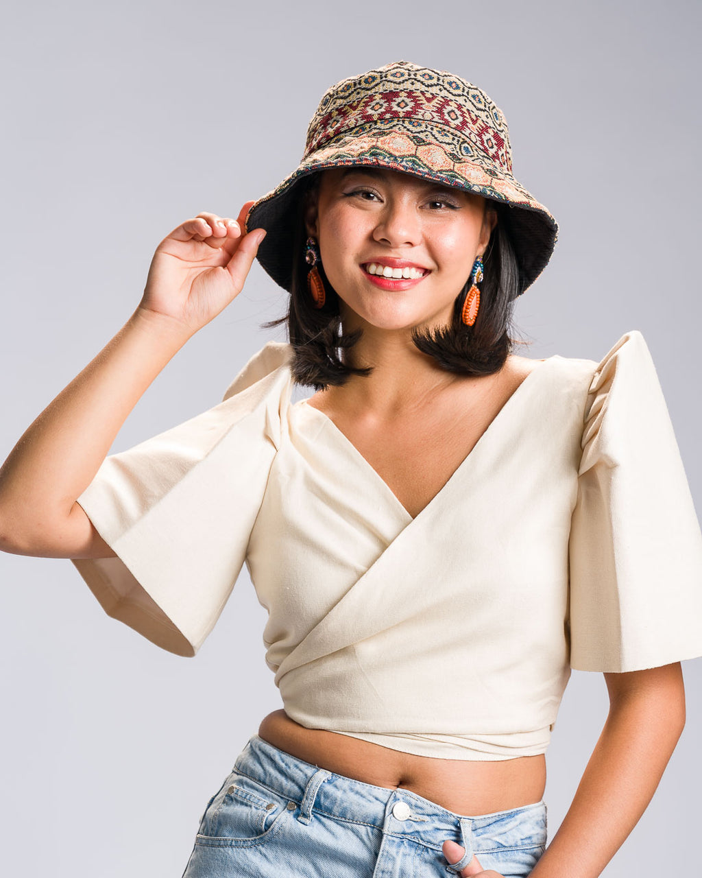 'Buhangin' Reversible Bucket Hat, Corduroy Philippine Textile
