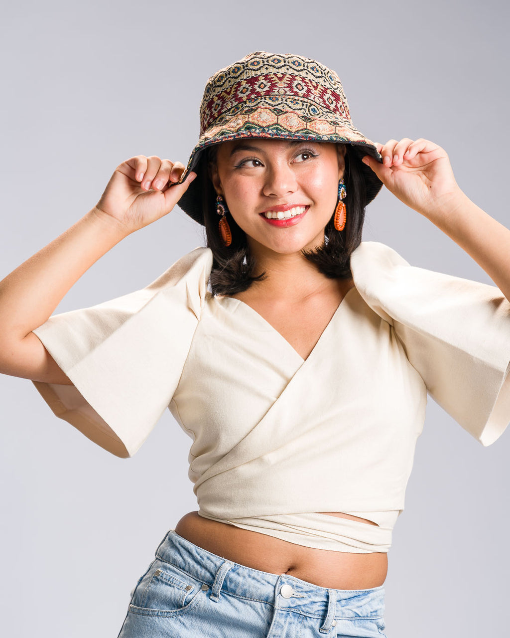 'Buhangin' Reversible Bucket Hat, Corduroy Philippine Textile