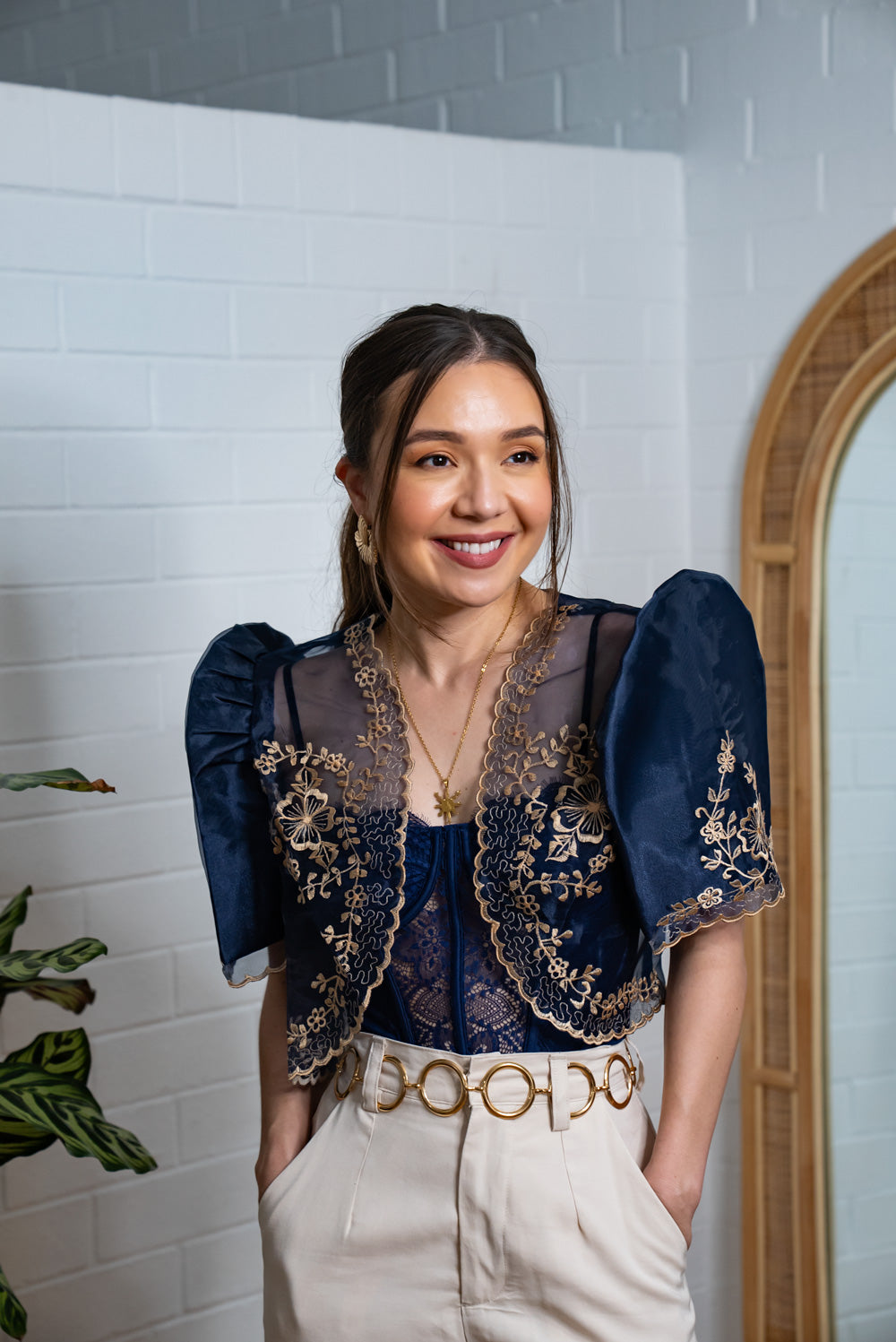 'Maria' Filipiniana Bolero (Navy)