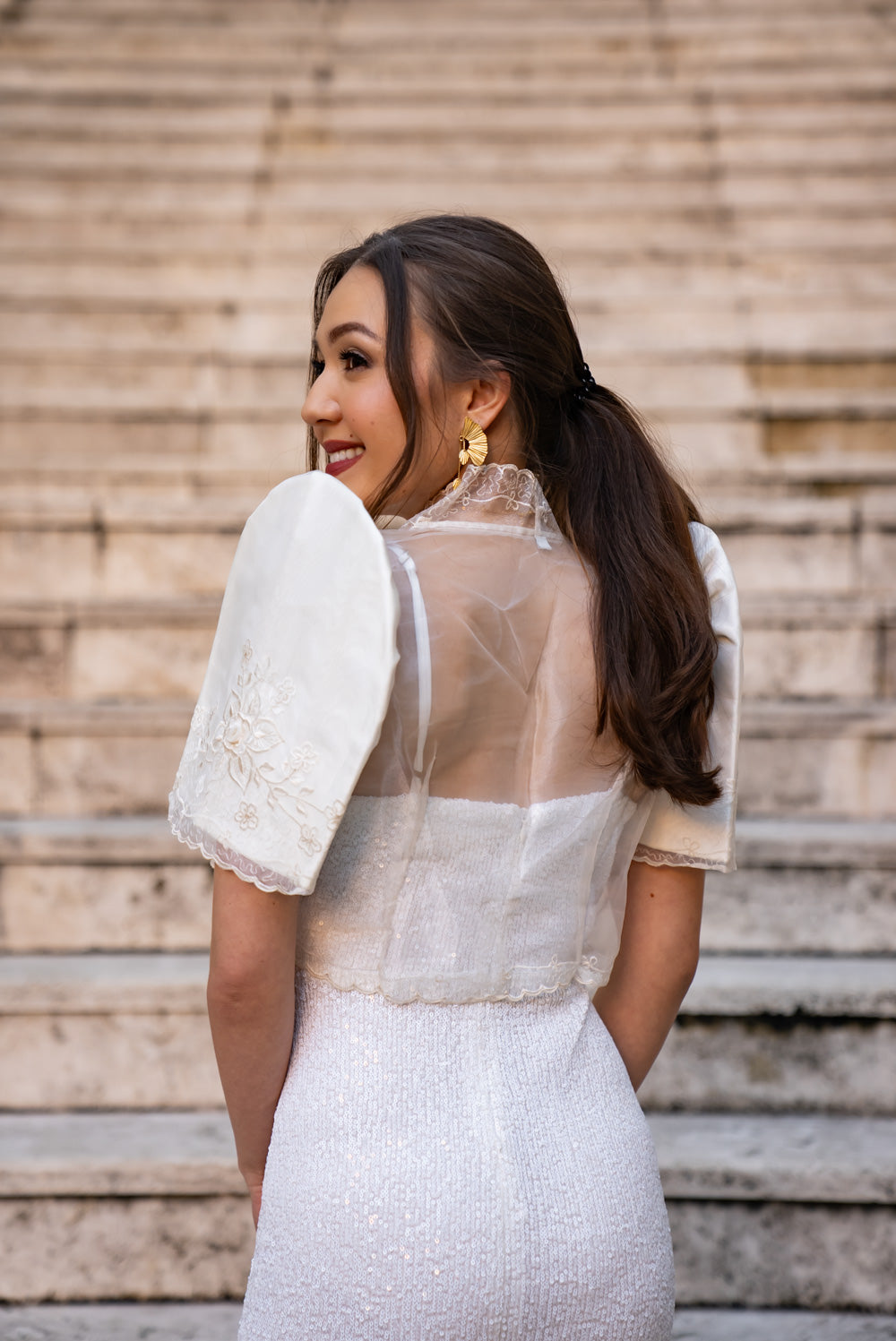 Selene Mestiza Dress (Ivory)