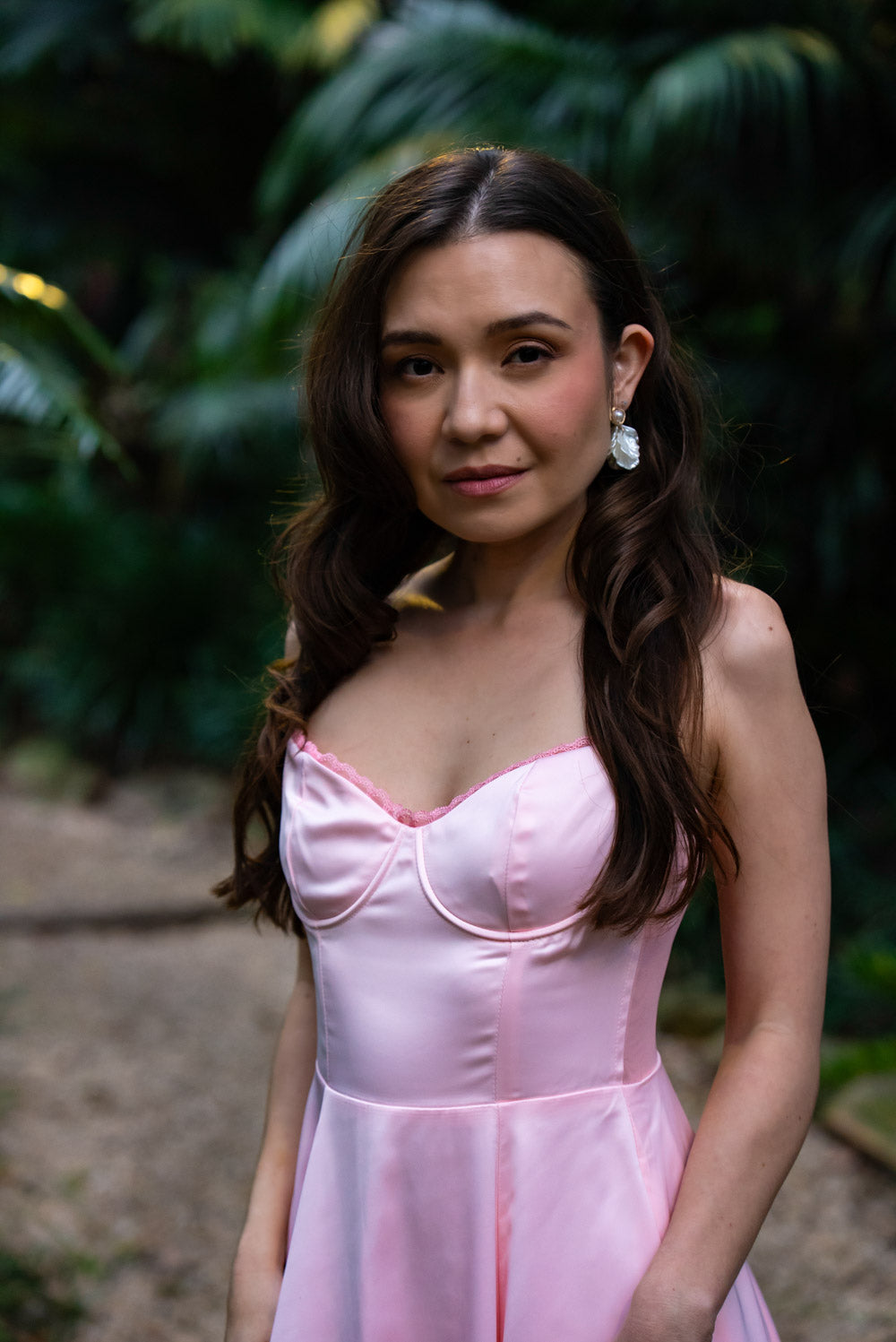 'Ella' Satin Midi Dress with Tulle Petticoat (Peony Pink)