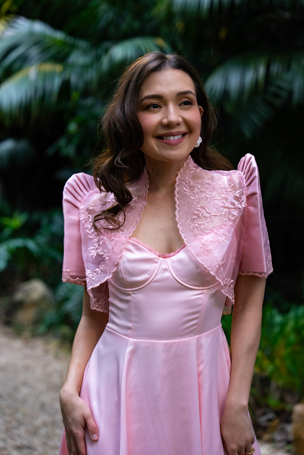 'Ella' Satin Midi Dress with Tulle Petticoat (Peony Pink)