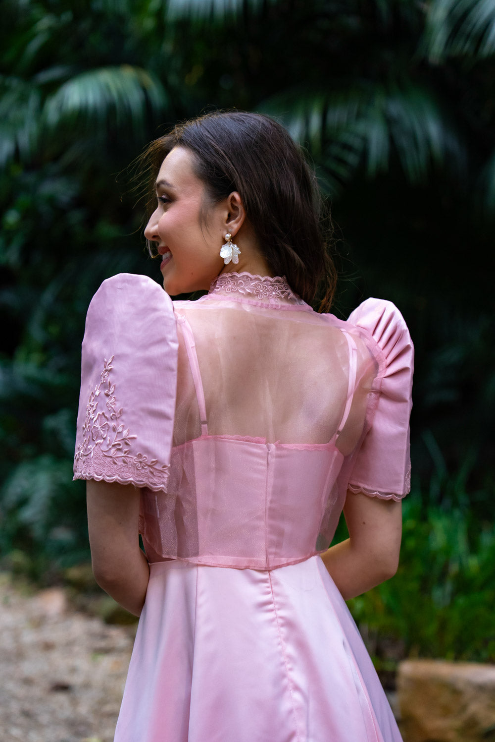 'Ella' Satin Midi Dress with Tulle Petticoat (Peony Pink)