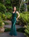 'Mayari' Sequin Tulle Sparkling Gown (Emerald Green)