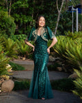'Mayari' Sequin Mermaid Prom & Formal Gown (Emerald Green)