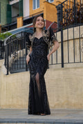 'Mayari' Sequin Mermaid Prom & Formal Gown (Black)