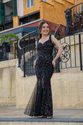 'Mayari' Sequin Tulle Sparkling Gown (Black)