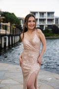 'Selene' Sequin Prom & Formal Dress (Rose Gold)