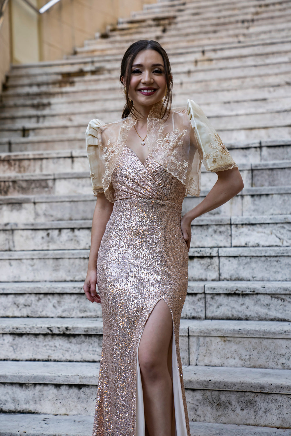 Selene Mestiza Dress (Rose Gold)