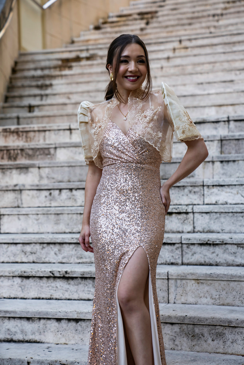 Selene Mestiza Dress (Rose Gold)