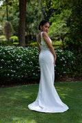 'Florence' Floral Embellished Formal & Bridal Dress (Ivory White)