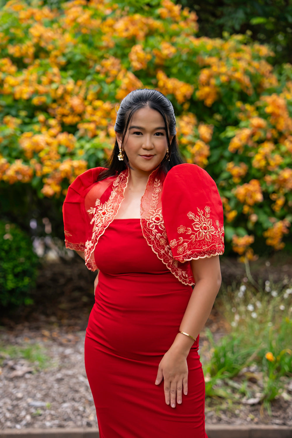 'Luisa' Bolero Filipiniana Sleeves (Red)