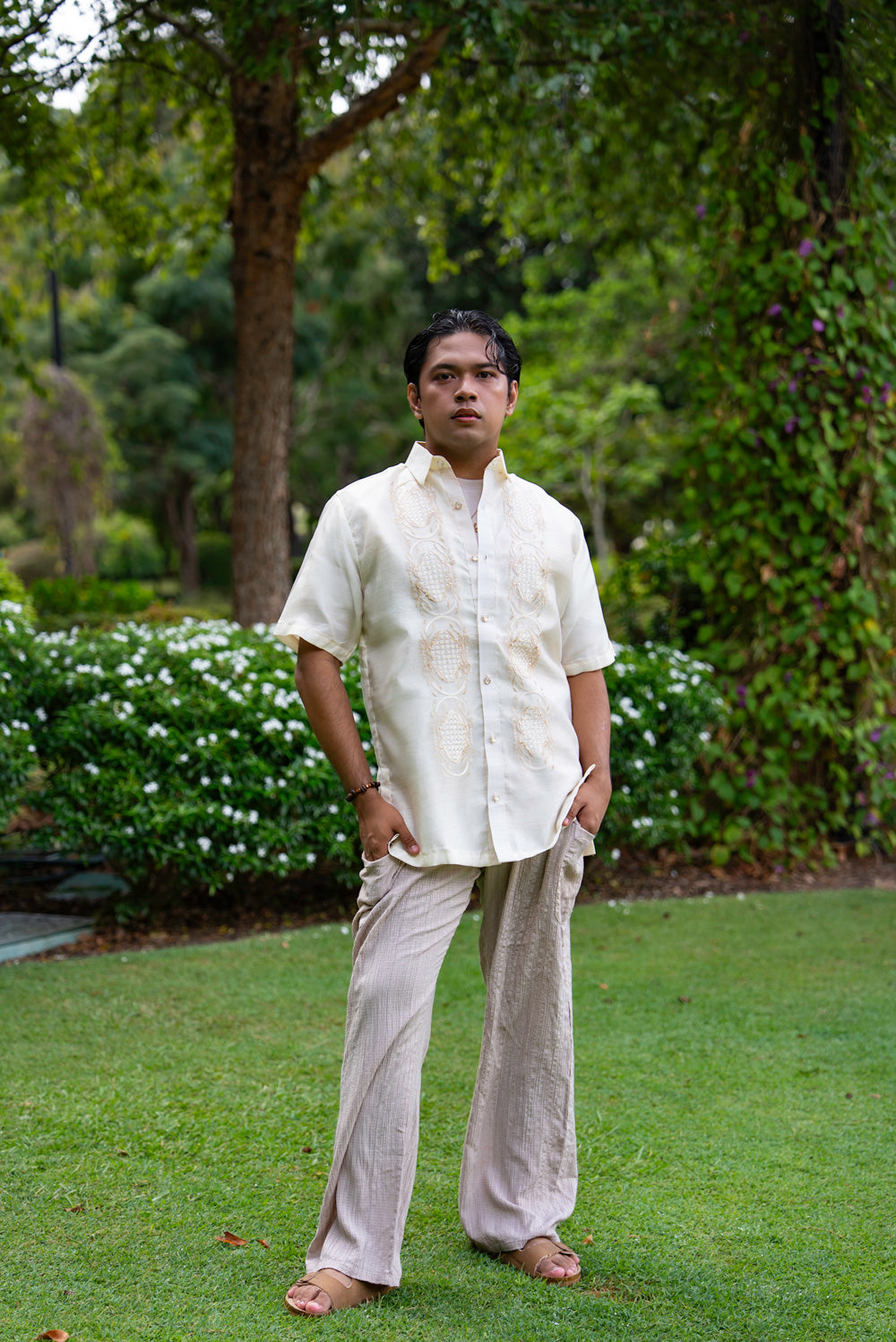 Benicio Short Sleeve Barong Tagalog – Cream