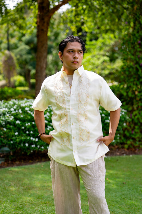 'Benicio' Barong Tagalog – Cream, Organza (Short Sleeve)