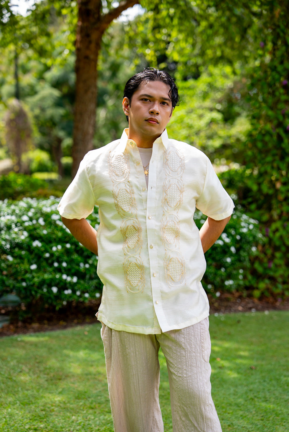 Benicio Short Sleeve Barong Tagalog – Cream