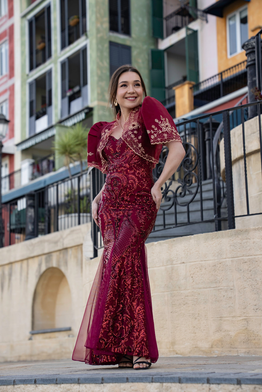 Mayari Mestiza Dress (Burgundy)