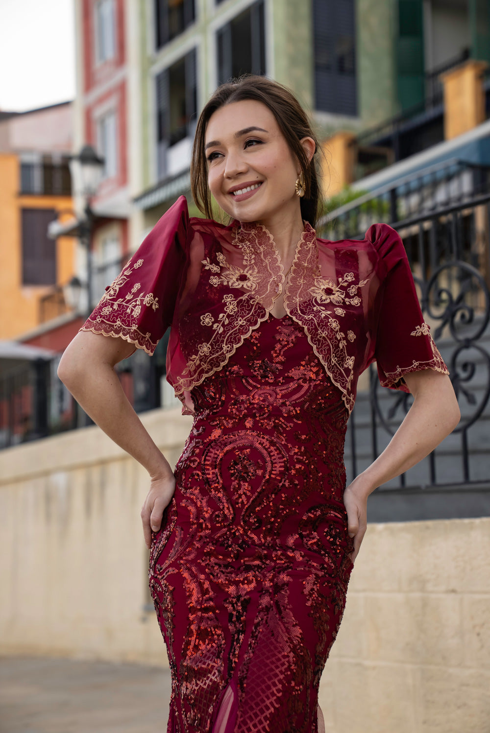 Luisa Mestiza Bolero (Burgundy)