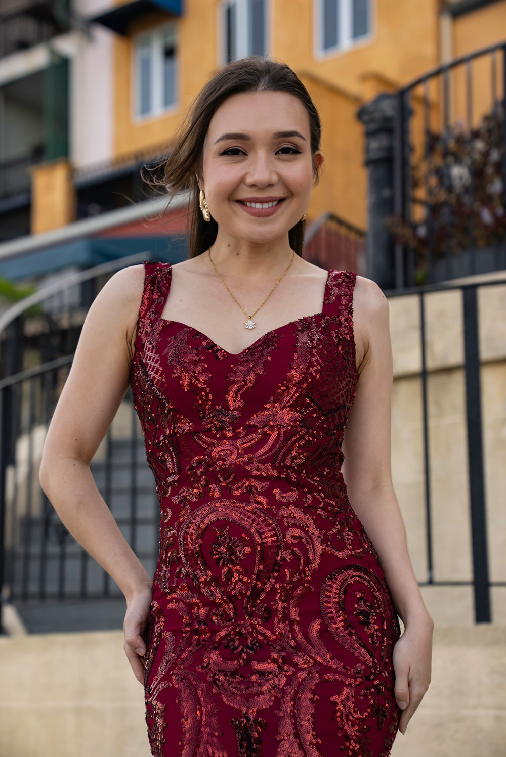 Mayari Mestiza Dress (Burgundy)