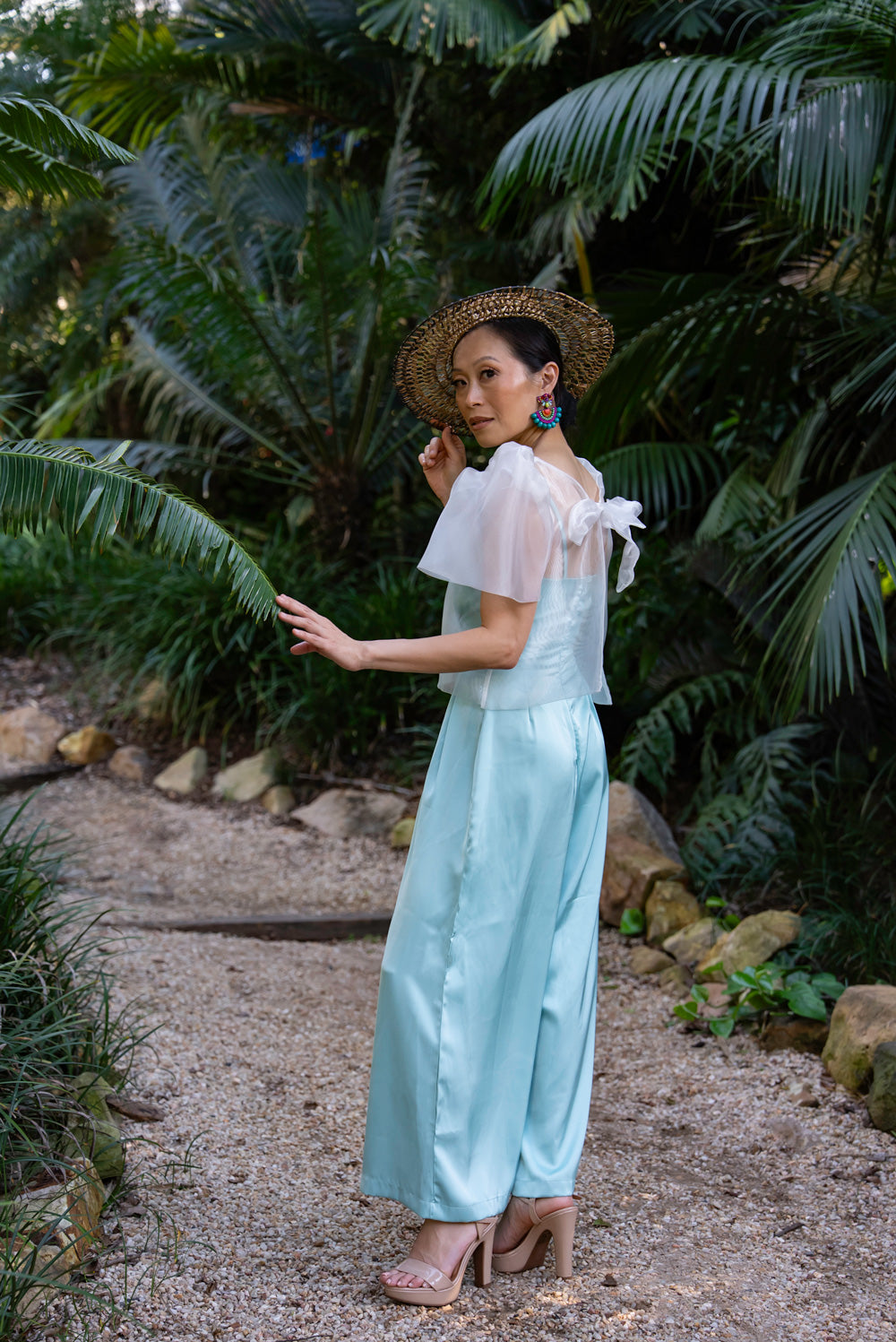 Dahlia Ribbon Tie-Up Blouse (Snow White)