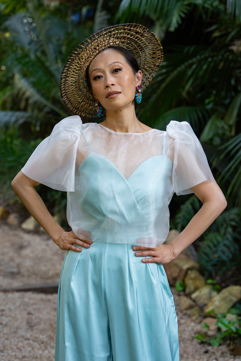 Dahlia Ribbon Tie-Up Blouse (Snow White)