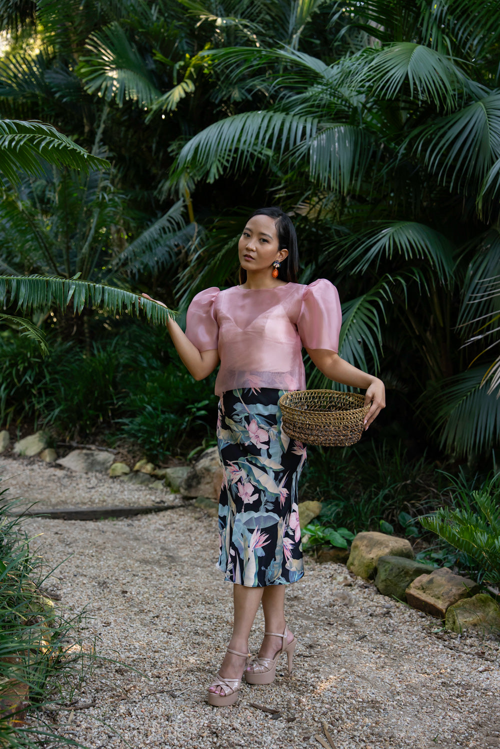 Dahlia Ribbon Tie-Up Blouse (Dusty Rose)