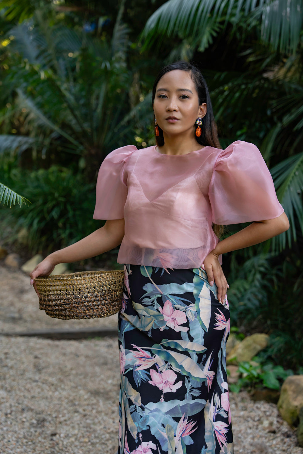 Dahlia Ribbon Tie-Up Blouse (Dusty Rose)