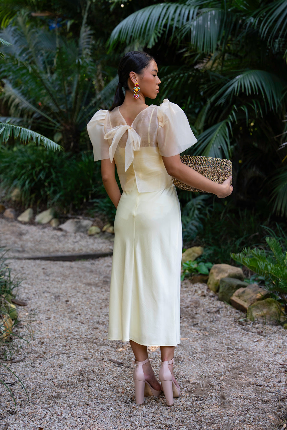 Dahlia Ribbon Tie-Up Blouse (Cream)