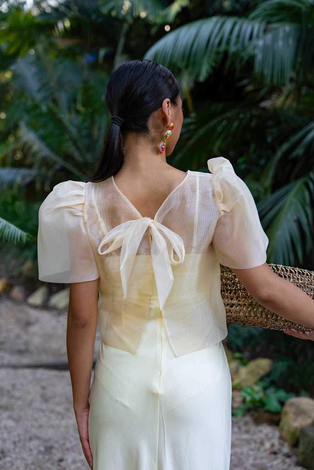 Dahlia Ribbon Tie-Up Blouse (Cream)