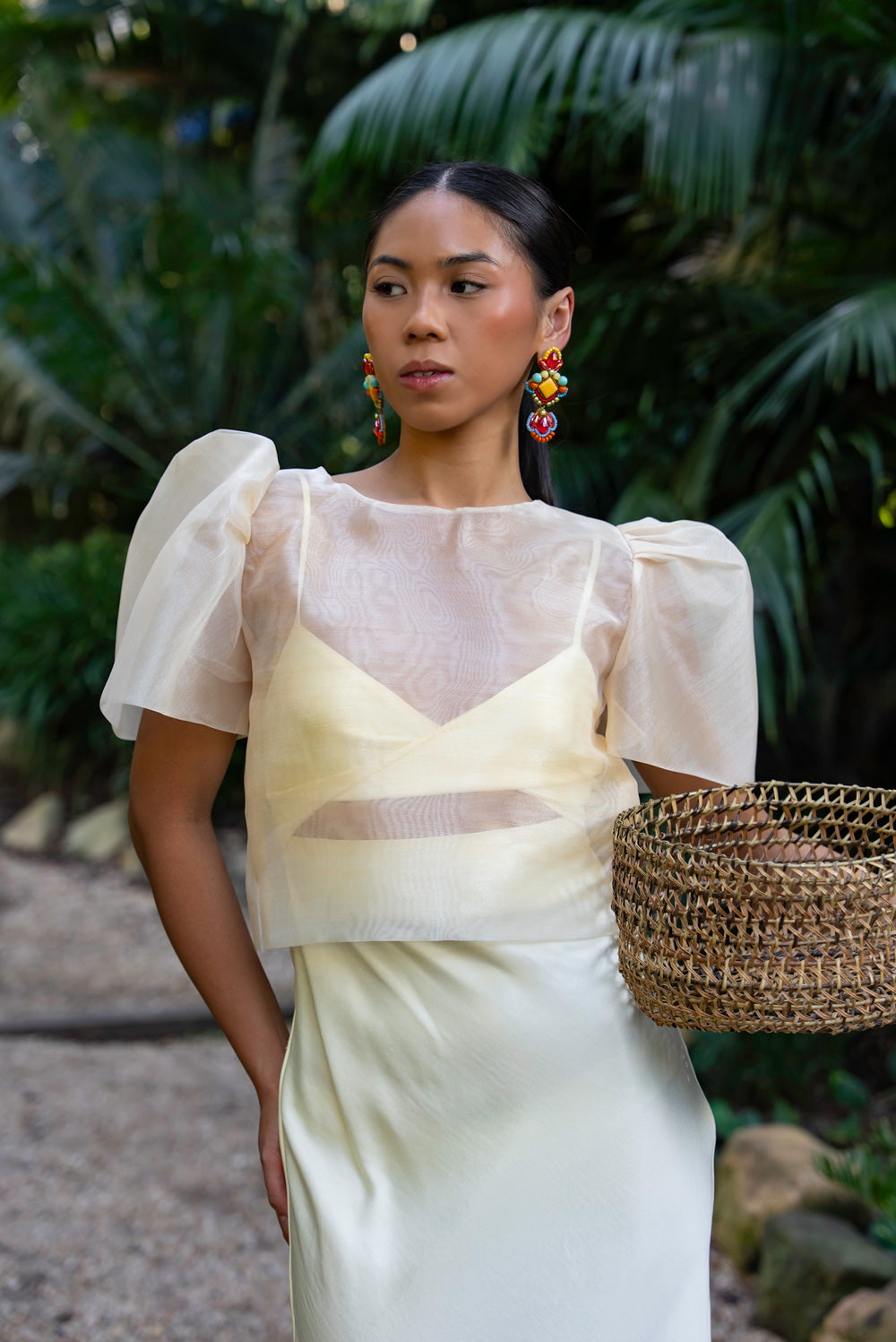 Dahlia Ribbon Tie-Up Blouse (Cream)