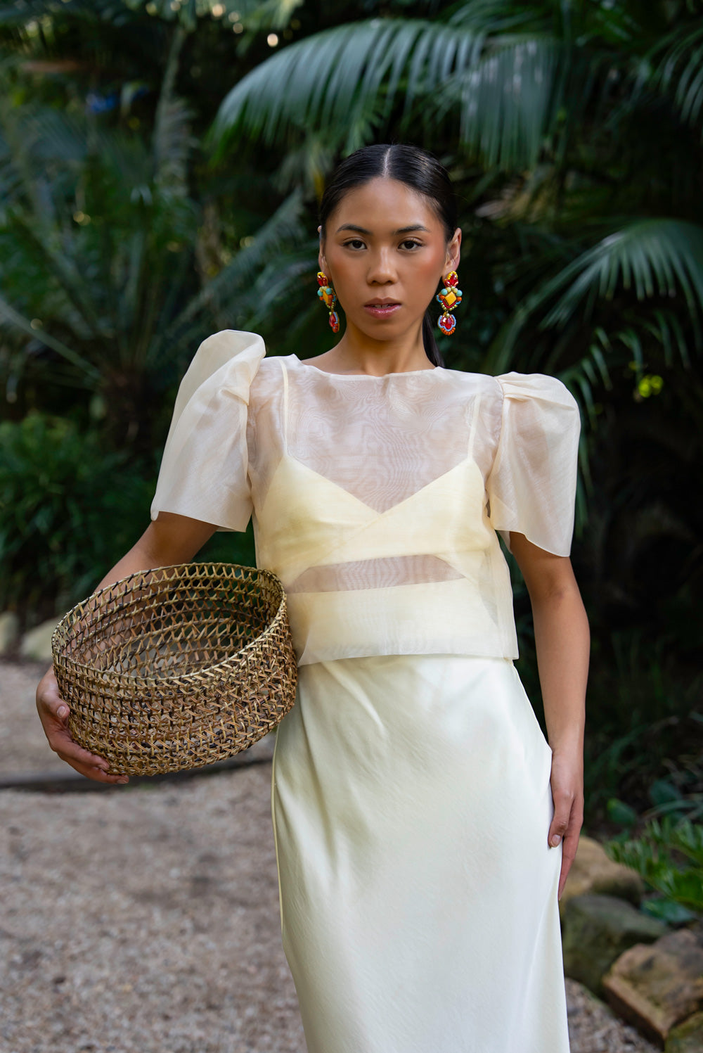 Dahlia Ribbon Tie-Up Blouse (Cream)