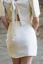 Filipiniana Skirt 'Nida' in Oat, front view – Mestiza Filipina