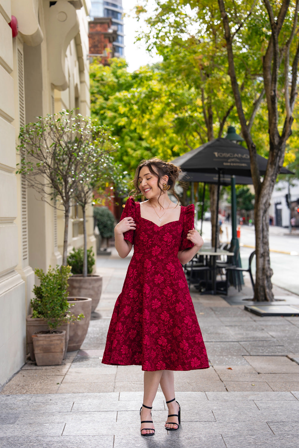 Love Midi Filipiniana Dress (Rose Red)