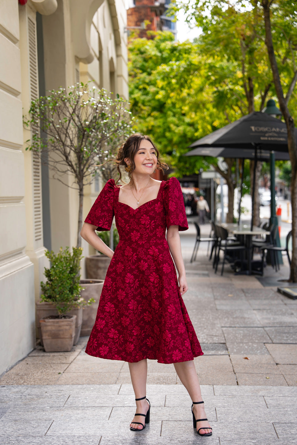 Love Midi Filipiniana Dress (Rose Red)