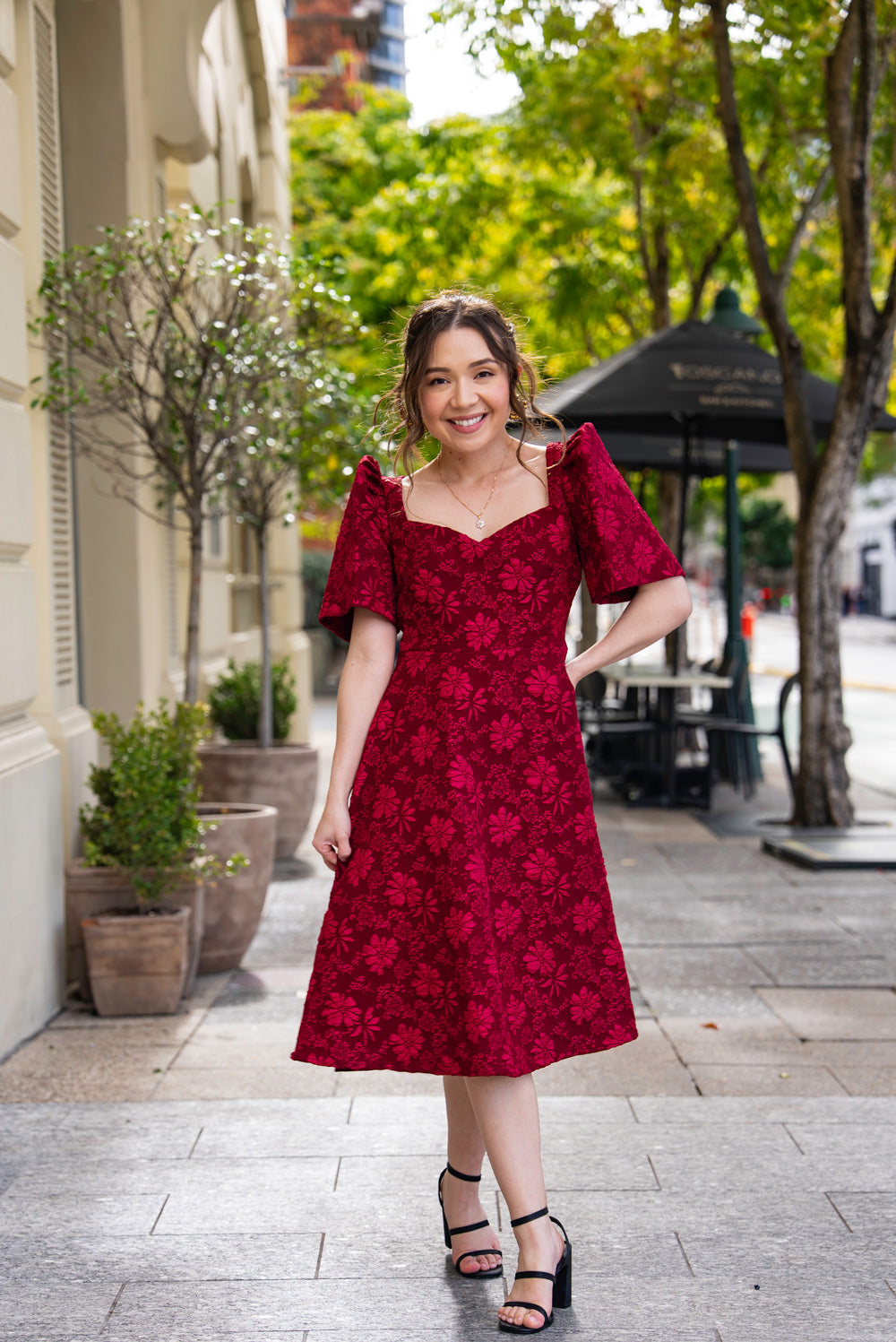 Love Midi Filipiniana Dress (Rose Red)
