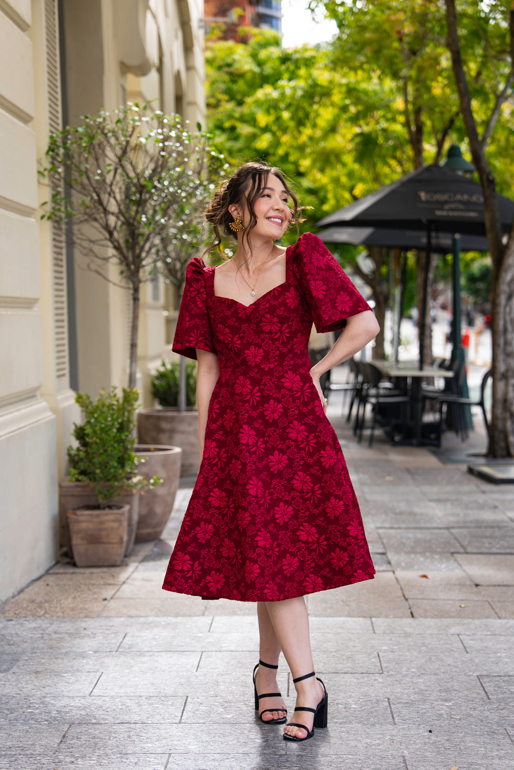 Love Midi Filipiniana Dress (Rose Red)