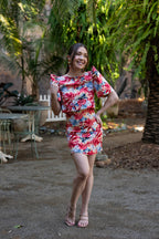 Filipiniana Top 'Nida' in Floral, side view – Mestiza Filipina