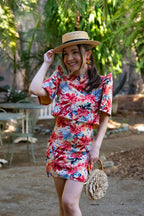 Filipiniana Top 'Nida' in Floral, front view – Mestiza Filipina