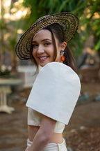 Filipiniana Top 'Sia' in Oat, close-up – Mestiza Filipina
