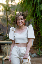 Filipiniana Top 'Sia' in Oat, back view – Mestiza Filipina