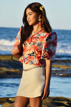 Filipiniana Top 'Nida' in Floral, back view – Mestiza Filipina