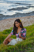 Filipiniana Top 'Sia' in Floral, close-up – Mestiza Filipina