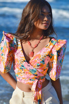 Filipiniana Top 'Cora' in Floral, side view – Mestiza Filipina