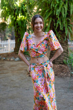 Filipiniana Top 'Cora' in Floral, side view – Mestiza Filipina