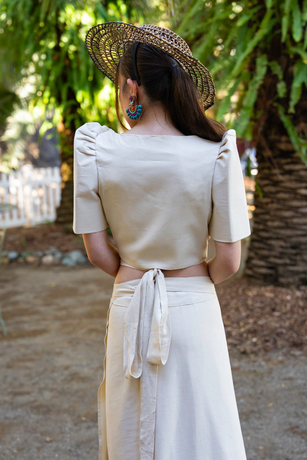 Cora Filipiniana Wrap Top (Oat)