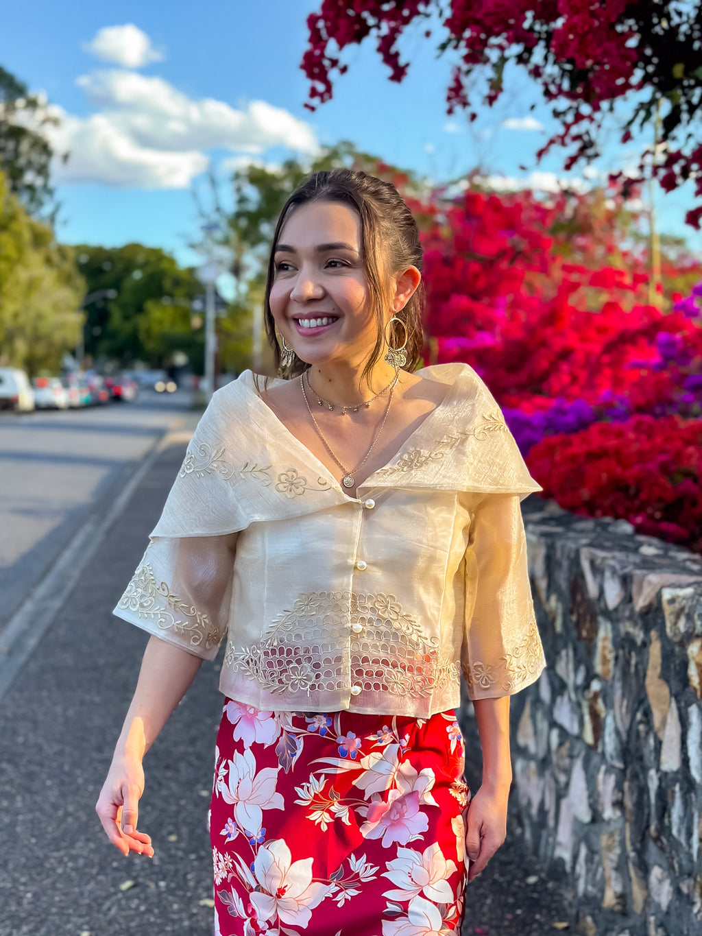 'Consuelo' Filipiniana Panuelo (Cream)