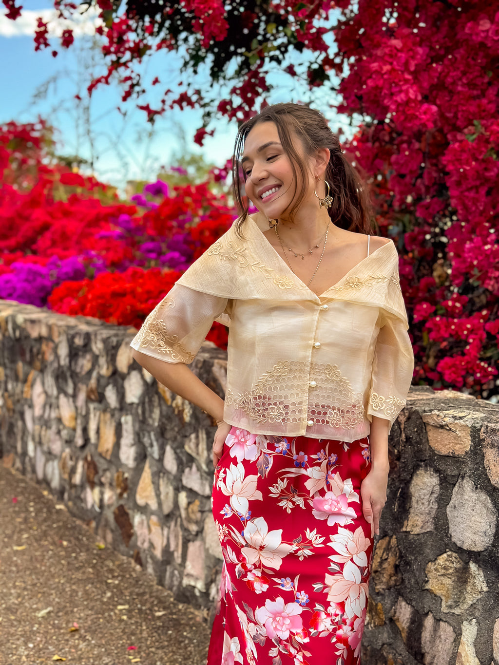 'Consuelo' Filipiniana Panuelo (Cream)