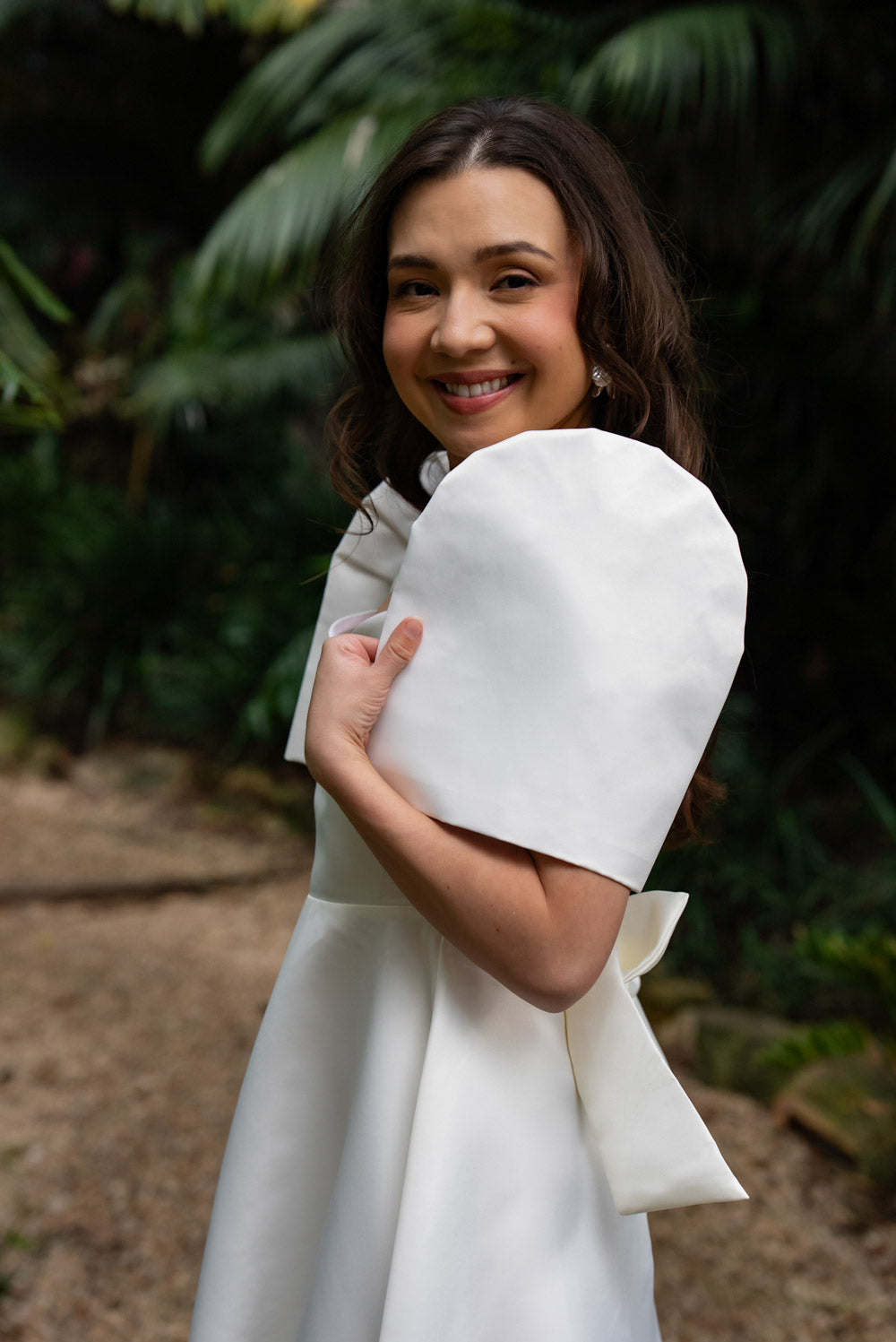 'Love' Midi Filipiniana Dress, Duchess Satin (Ivory White)